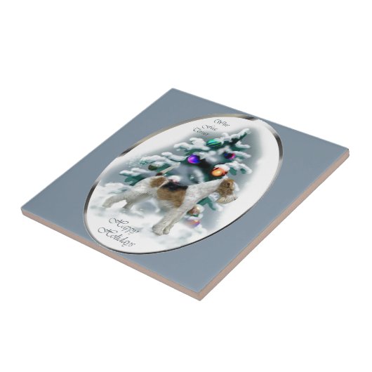 Wire Fox Terrier Kerstmis Tegeltje (Zijkant)