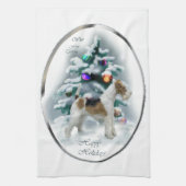 Wire Fox Terrier Kerstmis Theedoek (Verticaal)