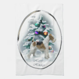 Wire Fox Terrier Kerstmis Theedoek