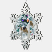 Wire Fox Terrier Kerstmis Tin Sneeuwvlok Ornament (Rechts)