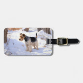 Wire Fox Terrier Laat het sneeuwen Kerstmis Bagagelabel (Voorkant horizontaal)