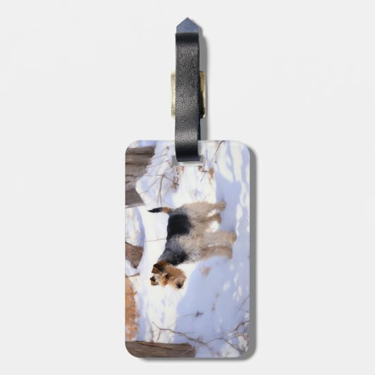 Wire Fox Terrier Laat het sneeuwen Kerstmis Bagagelabel (Achterkant verticaal)