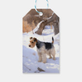 Wire Fox Terrier Laat het Sneeuwen Kerstmis Cadeaulabel (Achterkant)