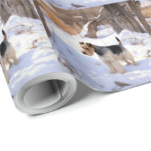 Wire Fox Terrier Laat het sneeuwen Kerstmis Cadeaupapier (Rol Hoek)