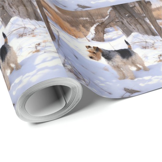 Wire Fox Terrier Laat het sneeuwen Kerstmis Cadeaupapier (Rol Hoek)