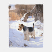 Wire Fox Terrier Laat het sneeuwen Kerstmis Fleece Deken (Voorkant)