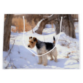 Wire Fox Terrier Laat het sneeuwen Kerstmis Groot Cadeauzakje (Voorkant)
