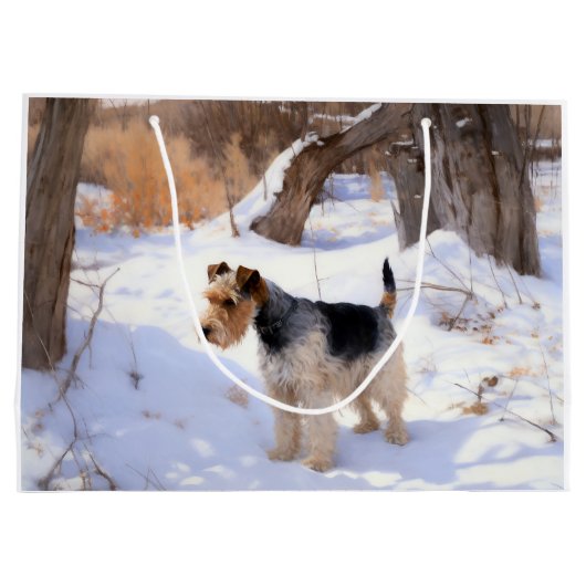 Wire Fox Terrier Laat het sneeuwen Kerstmis Groot Cadeauzakje (Achterkant)