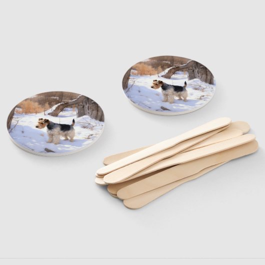 Wire Fox Terrier Laat het sneeuwen Kerstmis Handwaaier (Niet-gemonteerd)