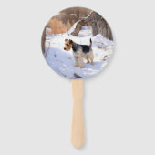 Wire Fox Terrier Laat het sneeuwen Kerstmis Handwaaier (Voorkant)