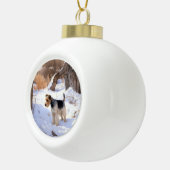 Wire Fox Terrier Laat het sneeuwen Kerstmis Keramische Bal Ornament (Rechts)