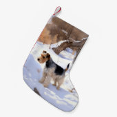 Wire Fox Terrier Laat het sneeuwen Kerstmis Kleine Kerstsok (Voorkant (Hangend))