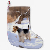 Wire Fox Terrier Laat het sneeuwen Kerstmis Kleine Kerstsok (Voorkant)