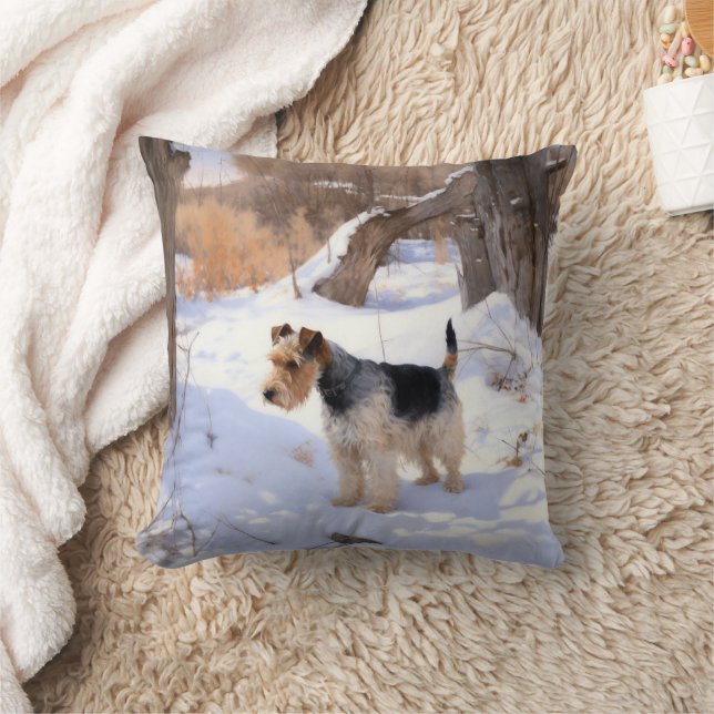 Wire Fox Terrier Laat het sneeuwen Kerstmis Kussen (Deken)