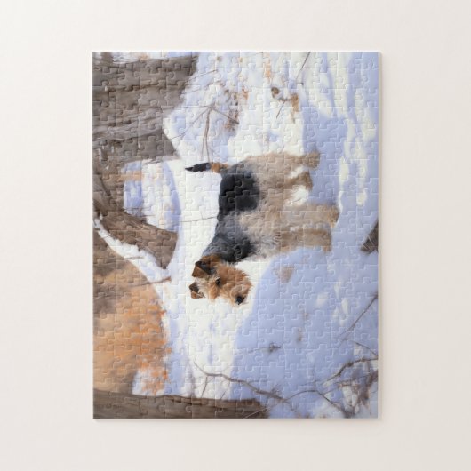 Wire Fox Terrier Laat het sneeuwen Kerstmis Legpuzzel (Verticaal)