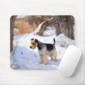 Wire Fox Terrier Laat het sneeuwen Kerstmis Muismat (Met muis)