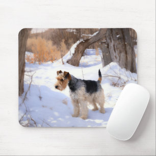 Wire Fox Terrier Laat het sneeuwen Kerstmis Muismat