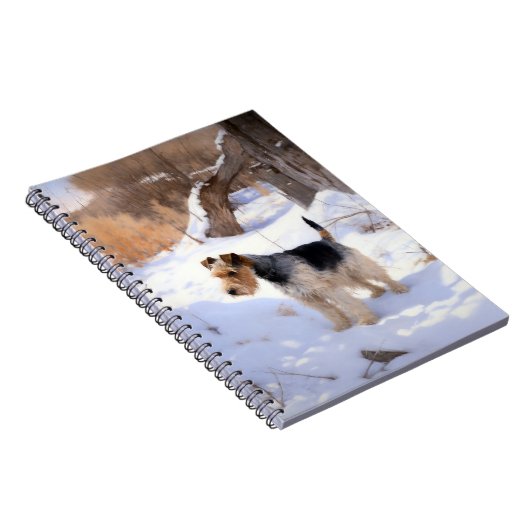 Wire Fox Terrier Laat het sneeuwen Kerstmis Notitieboek (Rechterzijde)