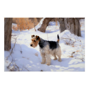 Wire Fox Terrier Laat het sneeuwen Kerstmis Perfect Poster
