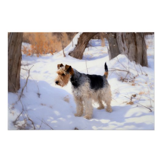 Wire Fox Terrier Laat het sneeuwen Kerstmis Perfect Poster (Voorkant)