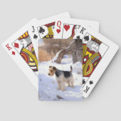 Wire Fox Terrier Laat het sneeuwen Kerstmis Pokerkaarten (Achterkant)