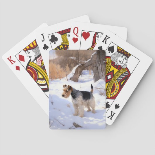 Wire Fox Terrier Laat het sneeuwen Kerstmis Pokerkaarten (Achterkant)