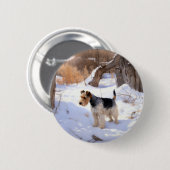 Wire Fox Terrier Laat het sneeuwen Kerstmis Ronde Button 5,7 Cm (Voorkant /achterkant)