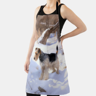 Wire Fox Terrier Laat het sneeuwen Kerstmis Schort