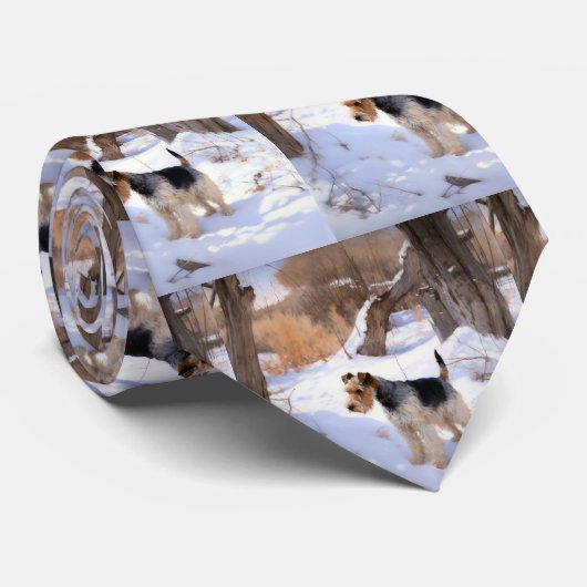Wire Fox Terrier Laat het sneeuwen Kerstmis Stropdas (Opgerold)