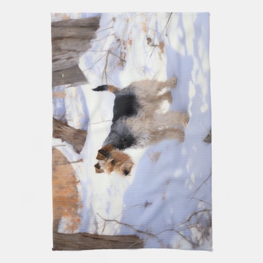 Wire Fox Terrier Laat het sneeuwen Kerstmis Theedoek (Verticaal)