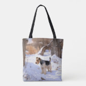 Wire Fox Terrier Laat het sneeuwen Kerstmis Tote Bag (Achterkant)