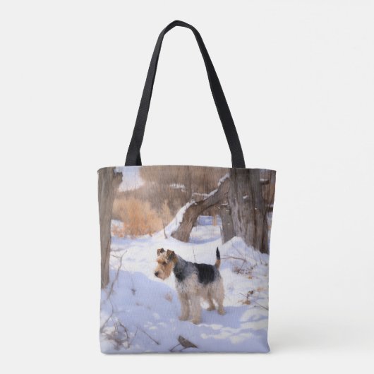 Wire Fox Terrier Laat het sneeuwen Kerstmis Tote Bag (Achterkant)
