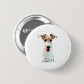 Wire Fox Terrier Ma 2 Ronde Button 5,7 Cm (Voorkant /achterkant)