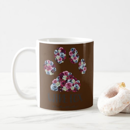 Wire Fox Terrier Mama Floral Paw Dog mama Koffiemok (Met donut)