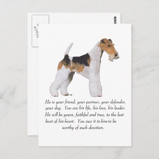 Wire Fox Terrier Memory/Dedication MALE Briefkaart (Voorkant / Achterkant)