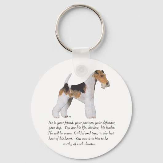 Wire Fox Terrier Memory/Dedication MALE Sleutelhanger (Voorkant)