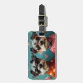 Wire Fox Terrier met Hart Rozen Valentijnsdag Bagagelabel (Voorkant verticaal)