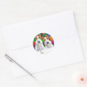Wire Fox Terrier Open Gifts Kerstmis Ronde Sticker (Envelop)