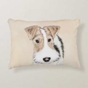 Wire fox terrier Painting - Cute Original Dog Art Accent Kussen
