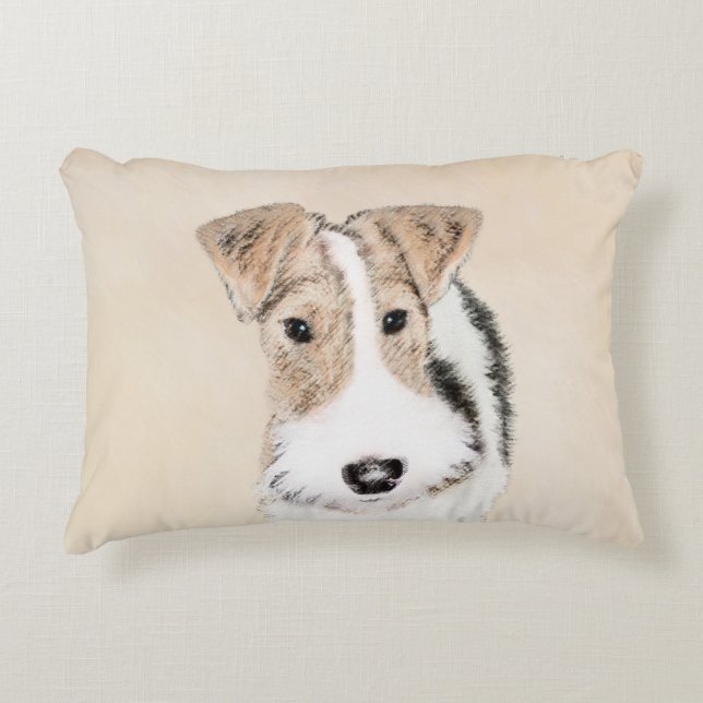 Wire fox terrier Painting - Cute Original Dog Art Accent Kussen (Voorkant)
