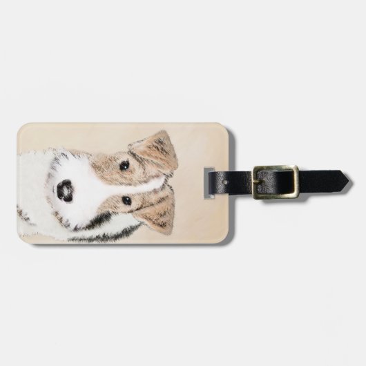 Wire fox terrier Painting - Cute Original Dog Art Bagagelabel (Voorkant horizontaal)
