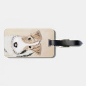 Wire fox terrier Painting - Cute Original Dog Art Bagagelabel (Achterkant horizontaal)