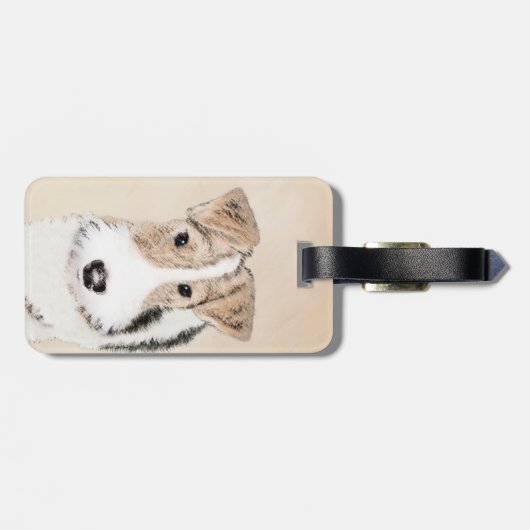 Wire fox terrier Painting - Cute Original Dog Art Bagagelabel (Achterkant horizontaal)