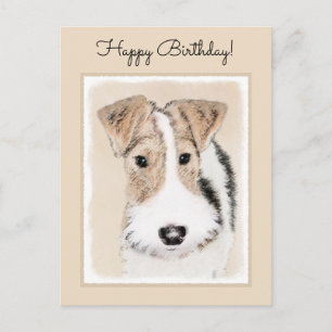 Wire fox terrier Painting - Cute Original Dog Art Briefkaart