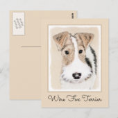 Wire fox terrier Painting - Cute Original Dog Art Briefkaart (Voorkant / Achterkant)