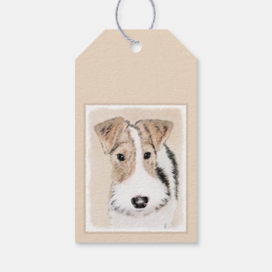 Wire fox terrier Painting - Cute Original Dog Art Cadeaulabel (Achterkant)