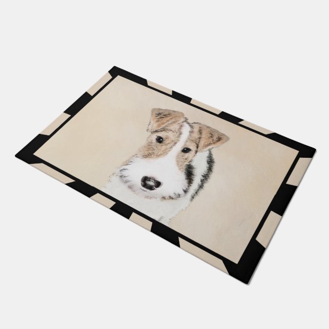 Wire fox terrier Painting - Cute Original Dog Art Deurmat (Schuin)
