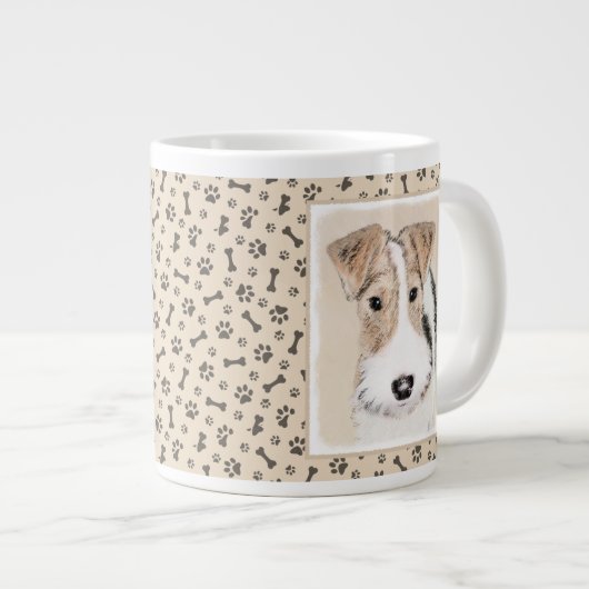 Wire fox terrier Painting - Cute Original Dog Art Grote Koffiekop (Voorkant rechts)