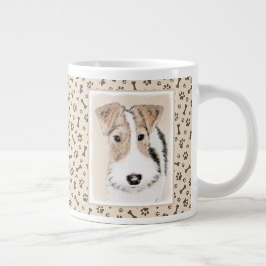 Wire fox terrier Painting - Cute Original Dog Art Grote Koffiekop (Rechts)