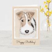 Wire fox terrier Painting - Cute Original Dog Art Kaart (Gele Bloem)
